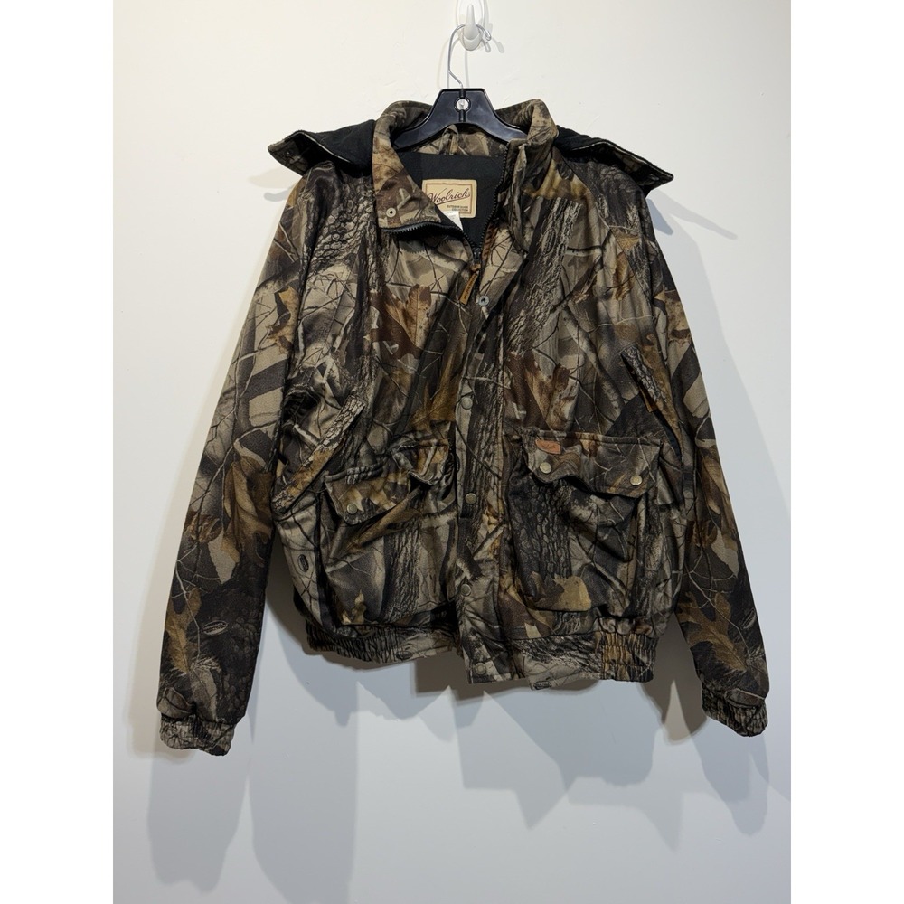 Mens Vintage Woolrich Hood Camo Realtree Hunting Jacket Thinsulate Insulated XL